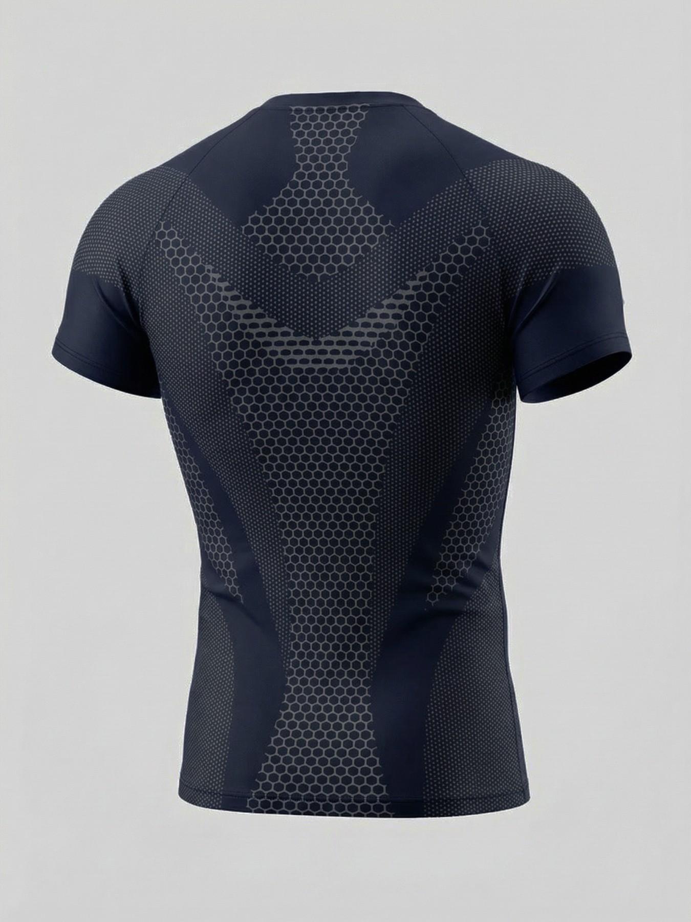 Trendy Snake Print Gym Short Sleeve Quick-Dry High Elastic Tight Fit Tee, Iron Training Show Figure Versatile Sports Top