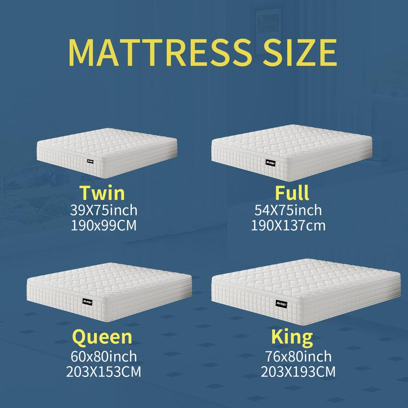 【EVLWZL】8/10/12/14 Inch Twin, Full, Queen, King Mattress Memory Foam And Spring, Hybrid MattressMedium Firmness, Lumbar Support, For Home Rooms Hotels, Boxed Halloween ChristmasGift Furniture Ergonomic queen size mattress Interior Modern