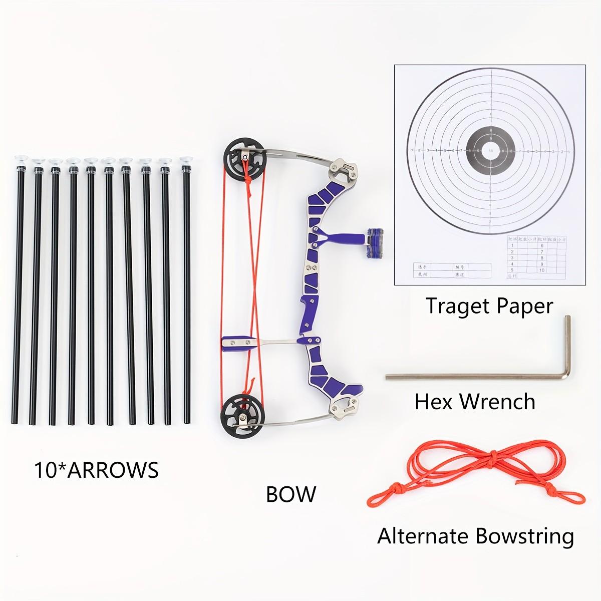 Multifunctional 9.44 Inch Mini Bow Set, Stainless Steel Material, Suitable for Both Hands, Outdoor Fun and Practice, Includes 10 Arrows and Target