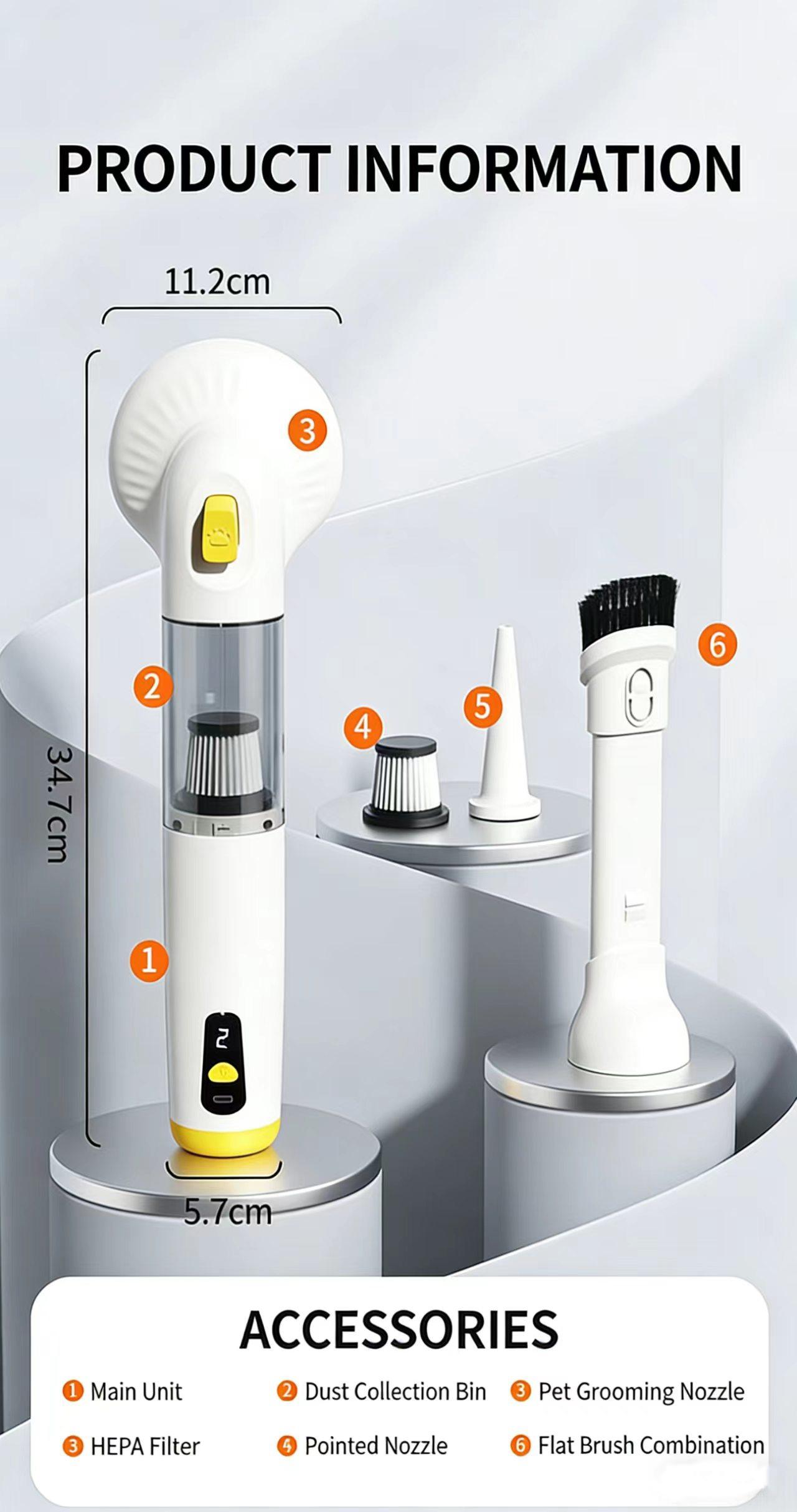 All-in-One Pet Grooming, Vacuuming, and Blowing Machine; Cat Hair Cleaner and Adsorber; Fully Automatic Vacuum Cleaner; Carpet and Bedding Hair Remover; Powerful Suction; Wireless Charging; Multi-Functional