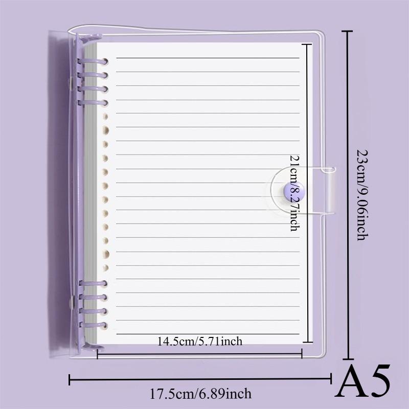 A5 Transparent Loose Leaf Notebook for Intensive Study, Detachable Ring System, Clear Cover, Ideal for Exam Preparation