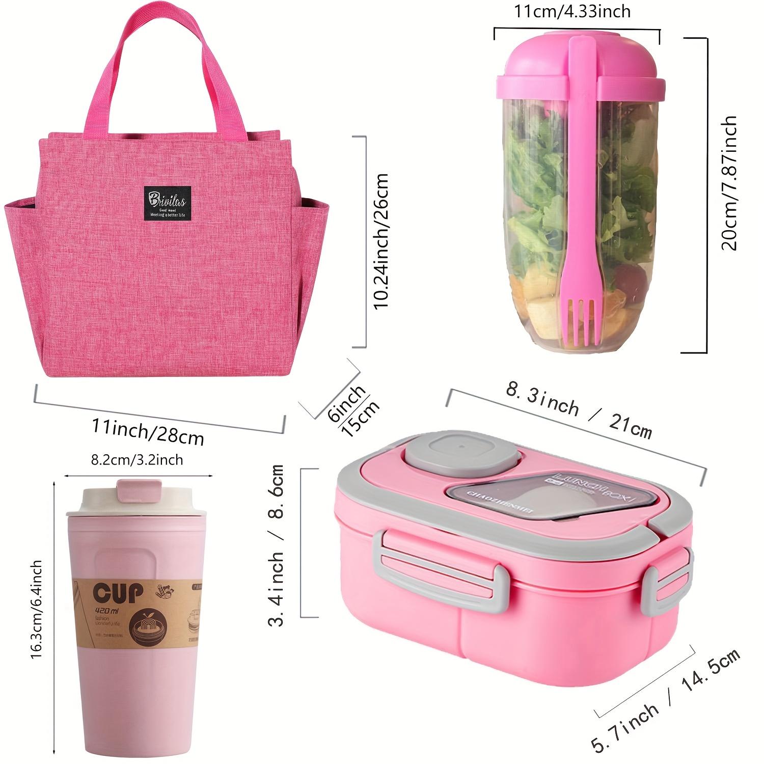 Double Layer Multi - Compartment Lunch Box Set with Lunch Container Cup and Tote Bag for School Office Picnic Food Storage Containers Meal Prep Lunch Box