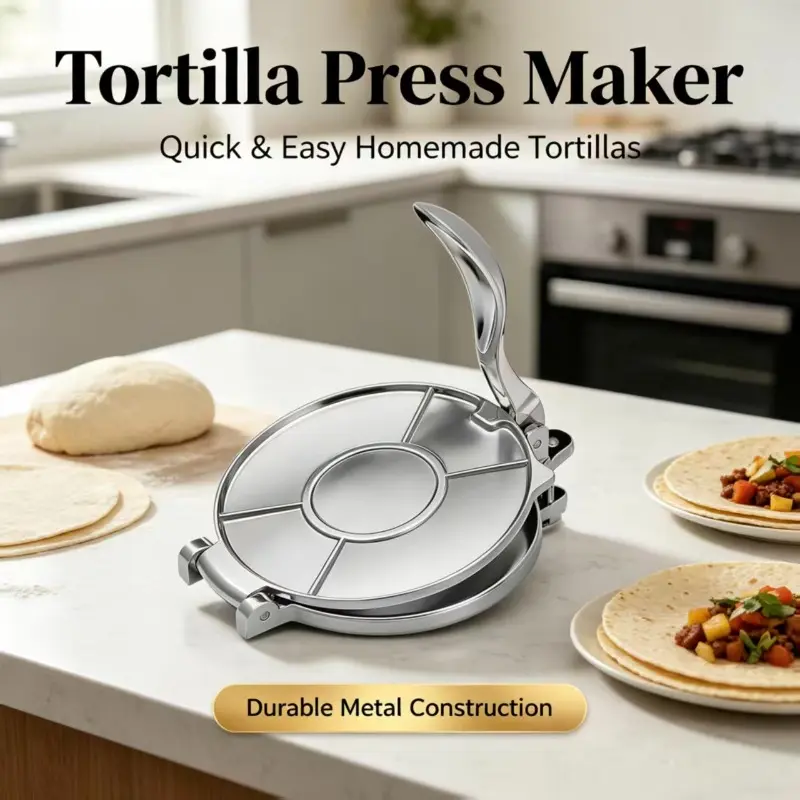 Manual Tortilla Press Dough Presser, Labor-Saving Humanized Handle Design, Easy to Clean & Store, Durable Universal Size Tortilla Maker for Home Kitchen