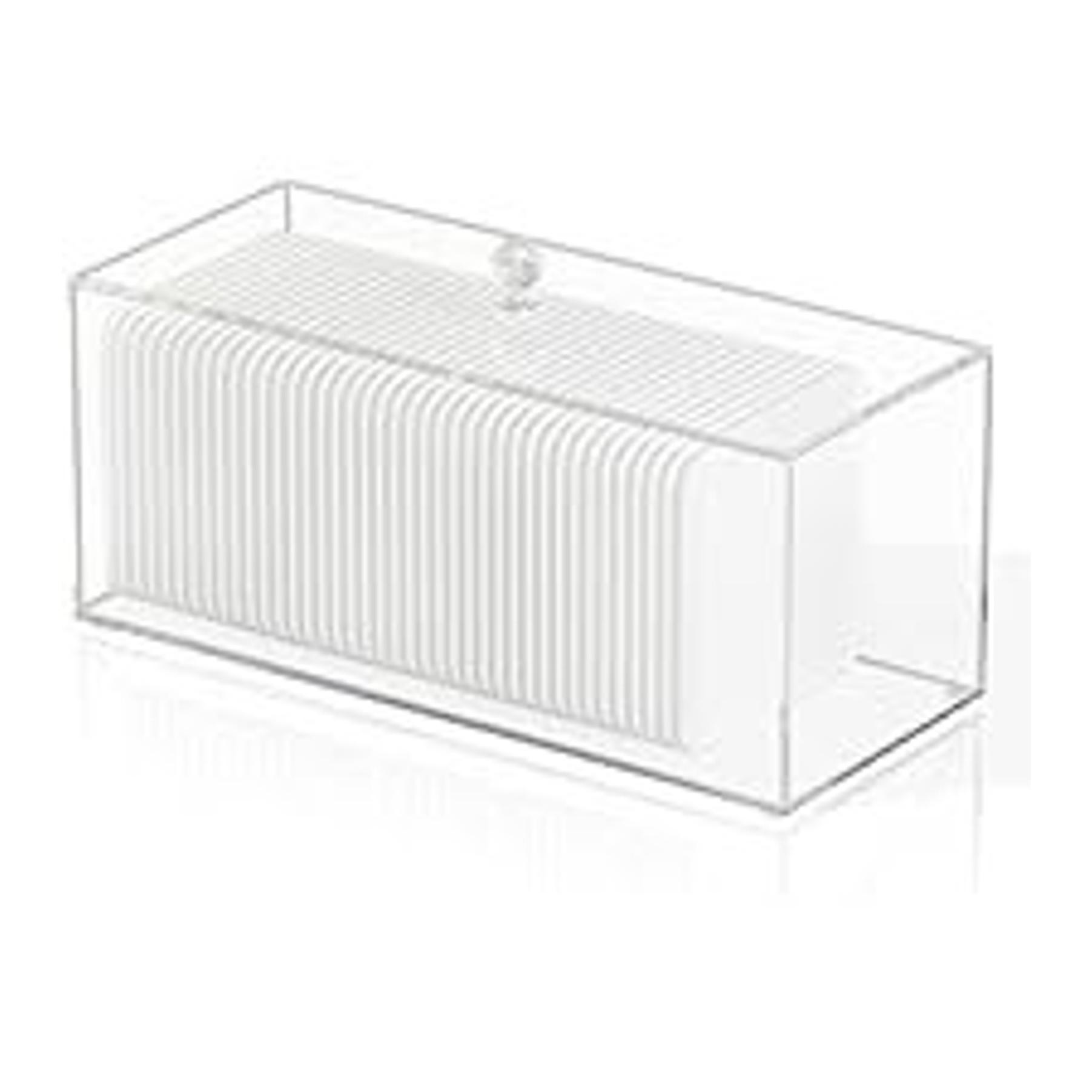 Acrylic Clean Pad Storage Box, Cotton Pad Dispenser, Square Rounds Cotton Pad Holder (Pad Not Included) - Vertical with Lid