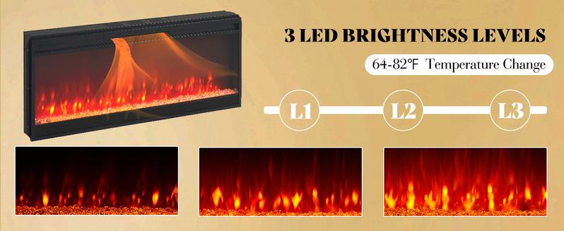 VanAcc Farmhouse Fireplace TV Stand for TVs up to 80", 70 Inch Large TV Stand with Lighting Glass Door Cabinets/Drawers/Adjustable Shelves, Entertainment Center with 43" Electric Fireplace