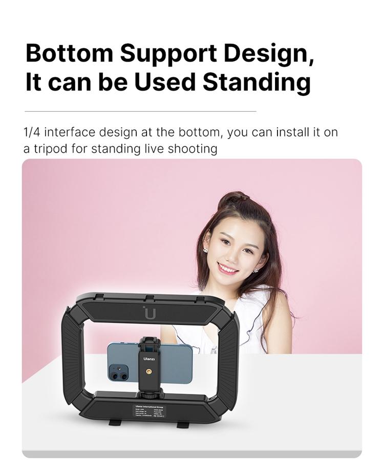 Ulanzi U200 Handheld Ring Light, Photography Led Video Rig BI-color Camera With phone clip cold shoe for Youtube Live Rig, Video Stabilizer for Camera, Smartphone, Action Camera, YouTube, Setup, Filmmaking, Makeup, Vlogging