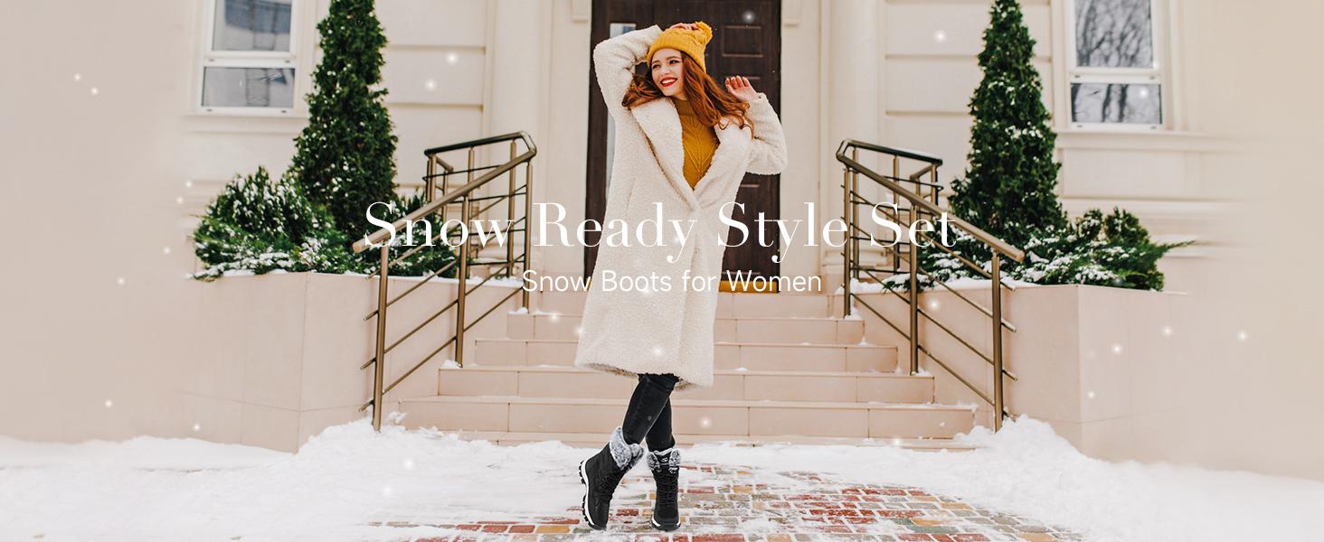 HOBIBEAR New Women's Waterproof Winter Snow Boots Lightweight Warm Faux Fur Lined Mid-Calf Booties