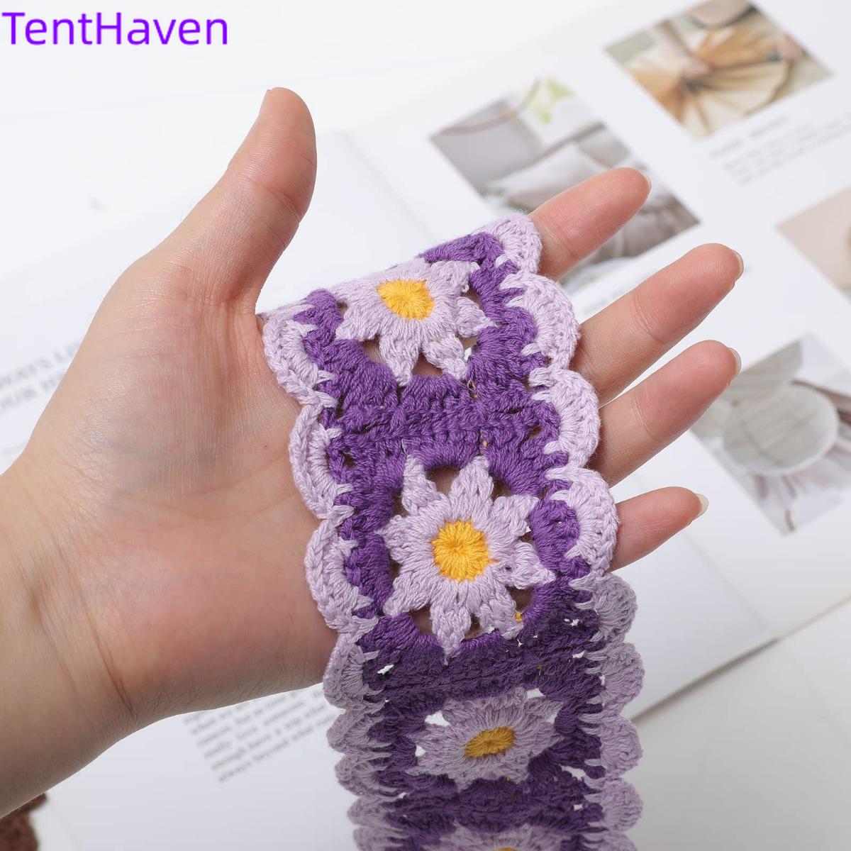 2026 Women's Hair Accessories Fashion Knitted Hook Flower Hollow Triangle Scarf Women's Sweet and Cute Girl Style Flower Headscarf