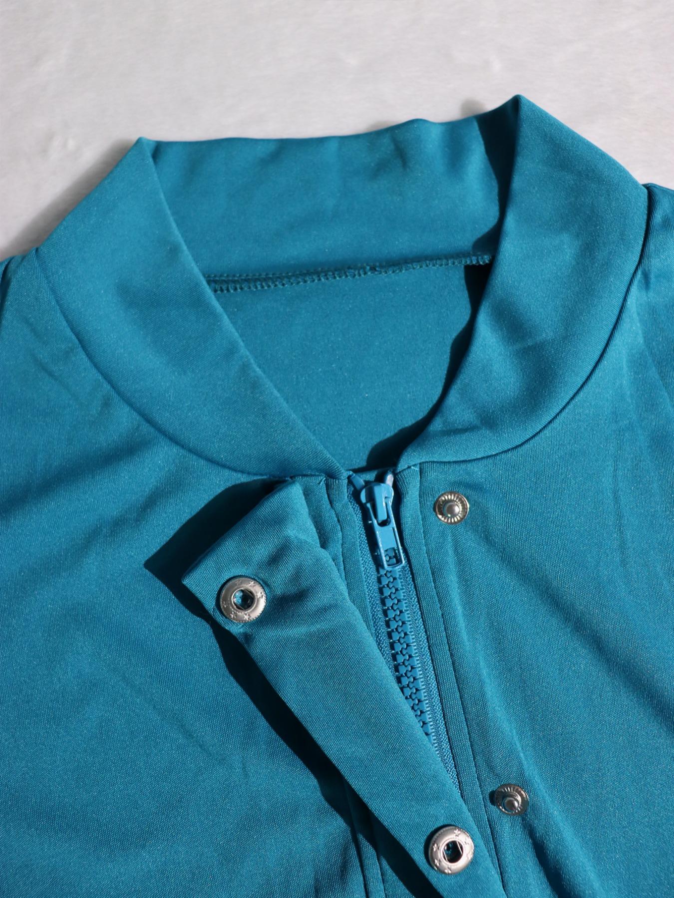 Women's 2-Piece Colorblock Fitted Zipper Jacket & Wide-Leg Pants Set, Casual Streetwear, Daily Commute Fashion, Trendy Women's Clothing