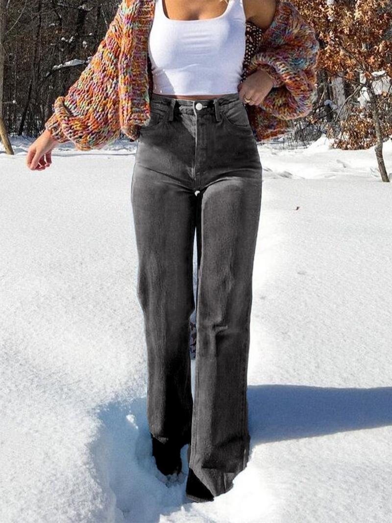 Women's Elastic Washed Casual Light Blue Wide-Leg Jeans, Loose-Fitting All-Season Denim Jeans for Daily Wear & Dates