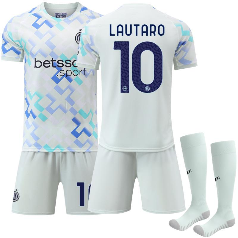 2526 New Inter Milan Away Football Kit, No. 9 Thuram, No. 23 Barella, No. 10 Lautaro, White Set Jersey