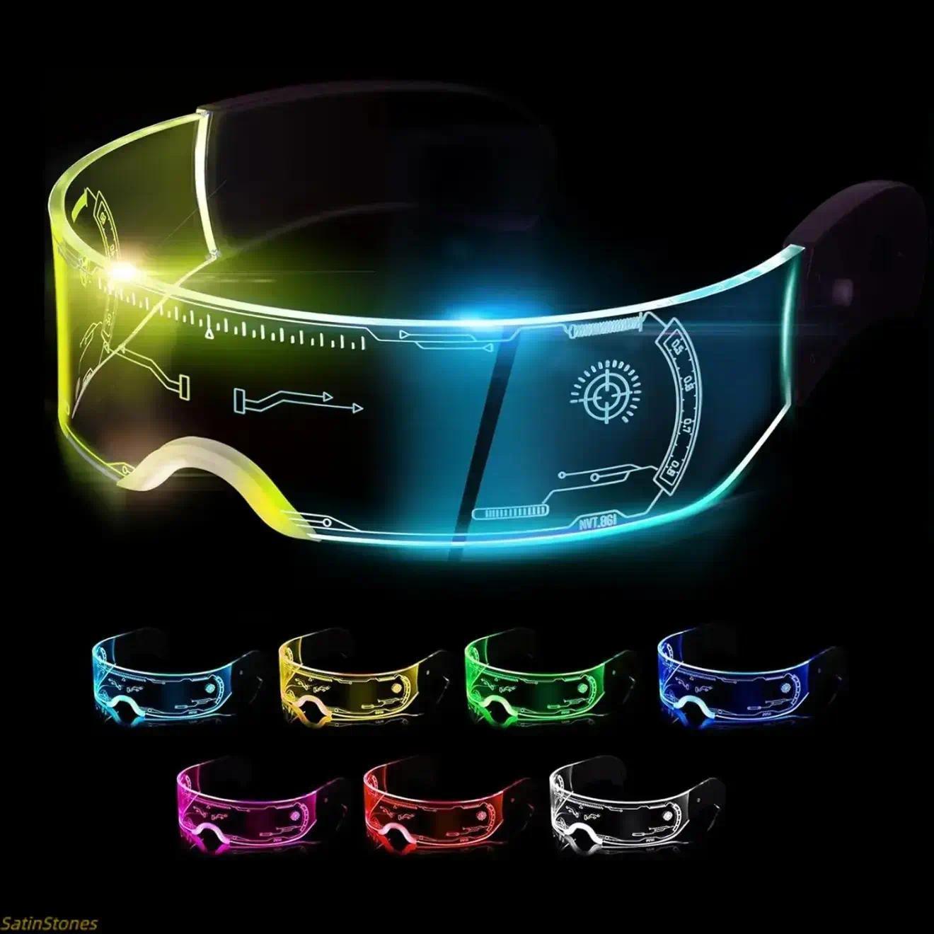 2026 LED Light-Up Sports Eyewear Accessories - Neon Glow Sunglasses, Comfortable Lightweight 1-Size, Futuristic Rave Cosplay Shades, Festival Gift for Adults, Club & Halloween