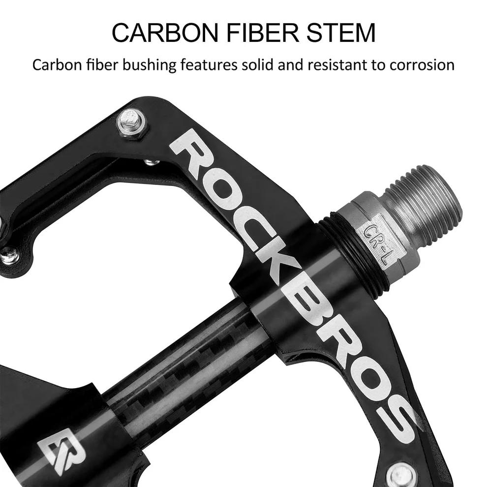 ROCKBROS Mountain Bike Pedals Flat Bicycle Pedals 9/16 Lightweight Road Bike Pedals Carbon Fiber Sealed Bearing Flat Pedals for MTB ROCKBROS Mountain Bike Pedals Flat Bicycle Pedals 9/16 Lightweight Road Bike Pedals Carbon Fiber Sealed Bearing Flat Pedals for MTB