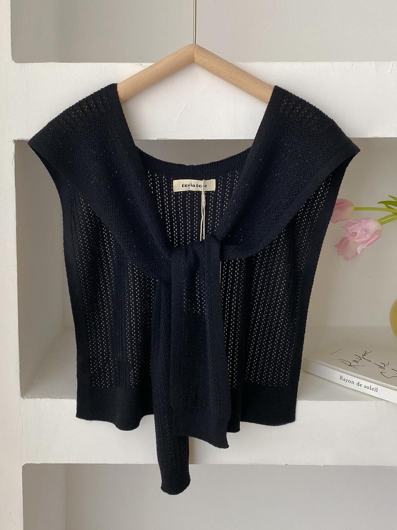 Women's Solid Color Open Front Cape Cloak Sleeve Knit Shawl, Casual Versatile Scarf for All Seasons, Fashion Knitwear Accessories for Women & Girls, Tops