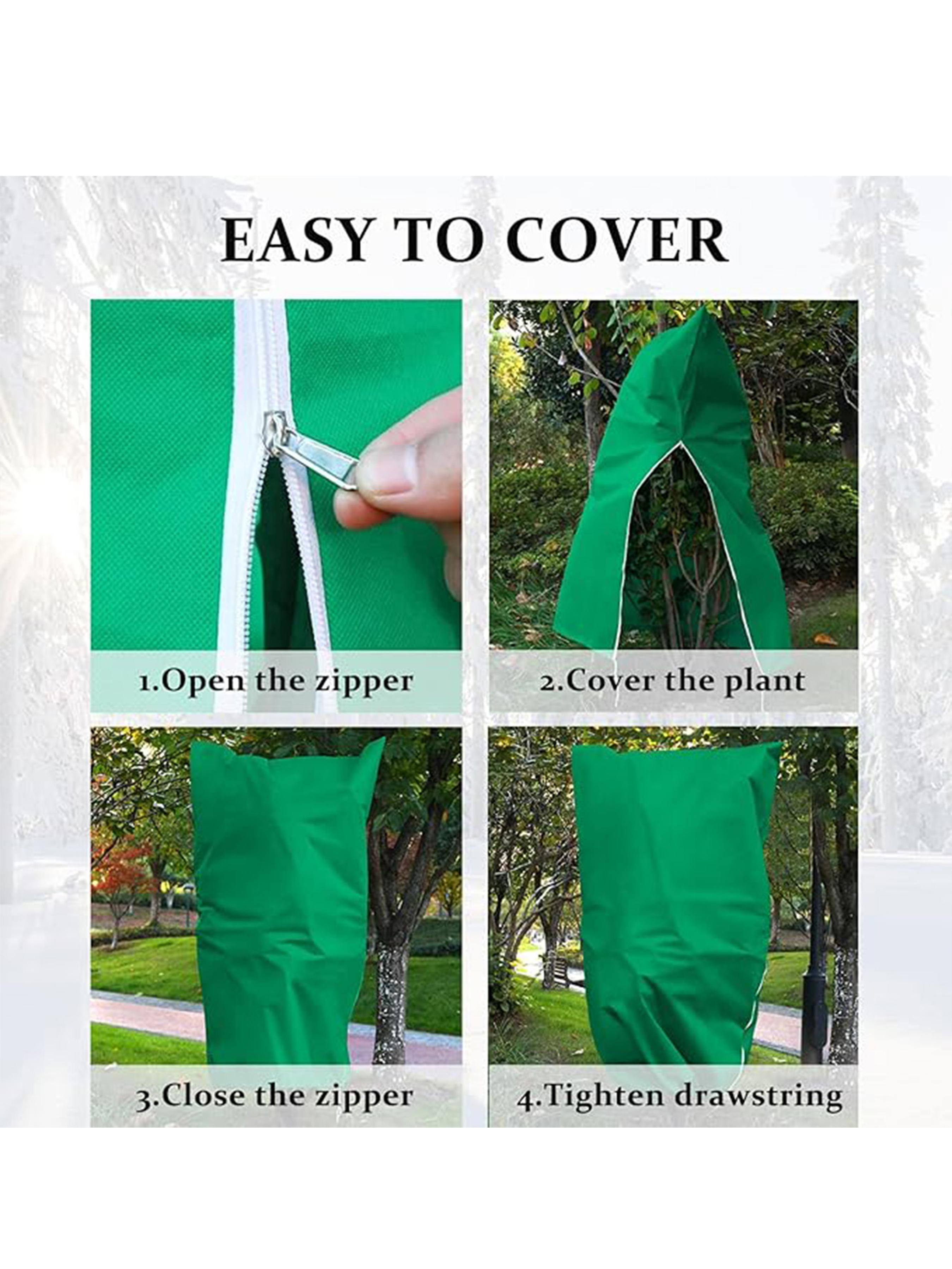 Plant Frost Cover with Zipper Drawstring, Reusable Outdoor Plant Freeze Protection Bag, Thickened Plant Protector for Winter Plant Frost Cover with Zipper Drawstring, Reusable Outdoor Plant Freeze Protection Bag, Thickened Plant Protector for Winter