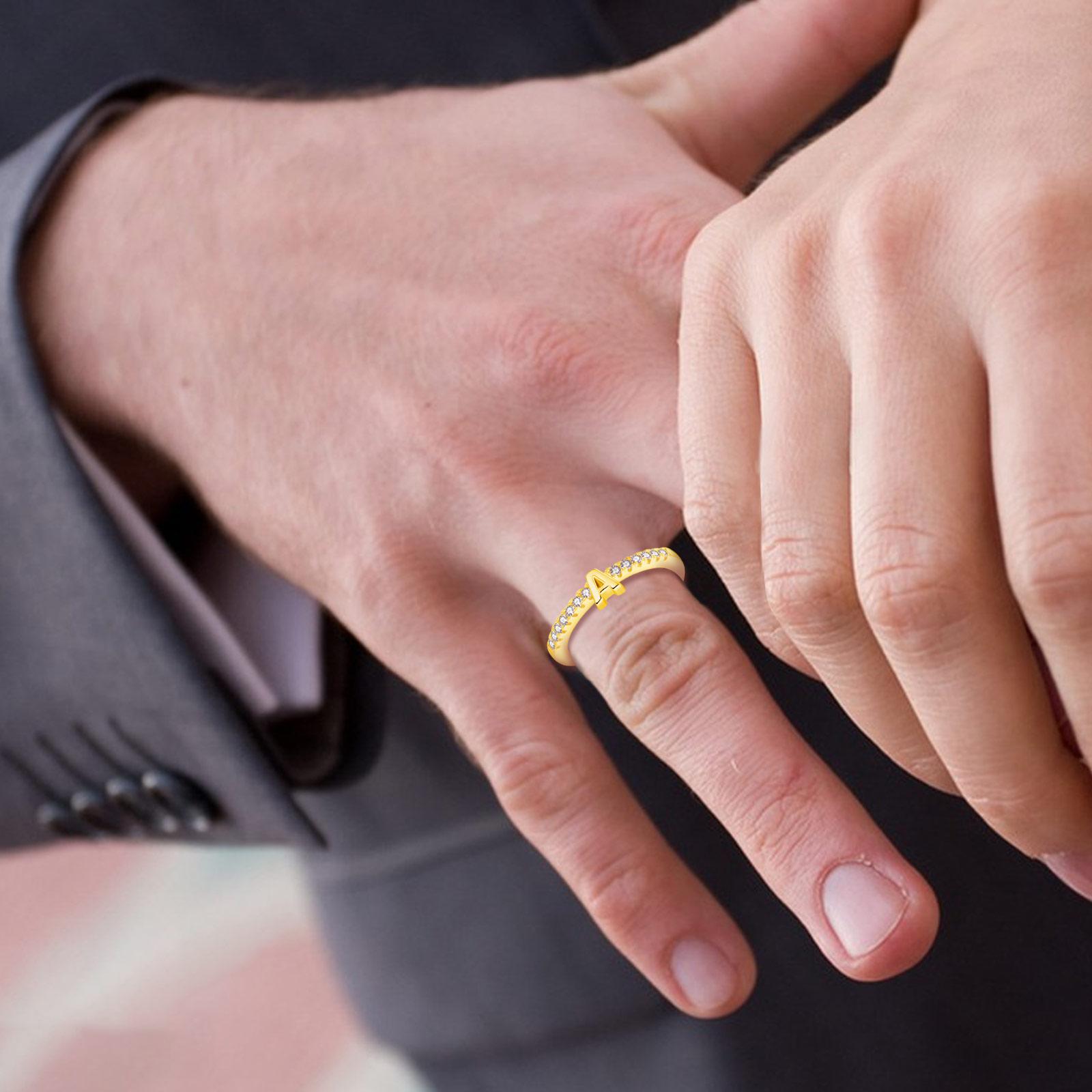 26 Initial Rings for Women & Girls, Letter A - Z Shiny Adjustable Open Rings, Personalized Name Ring Gifts For Birthday and Valentines