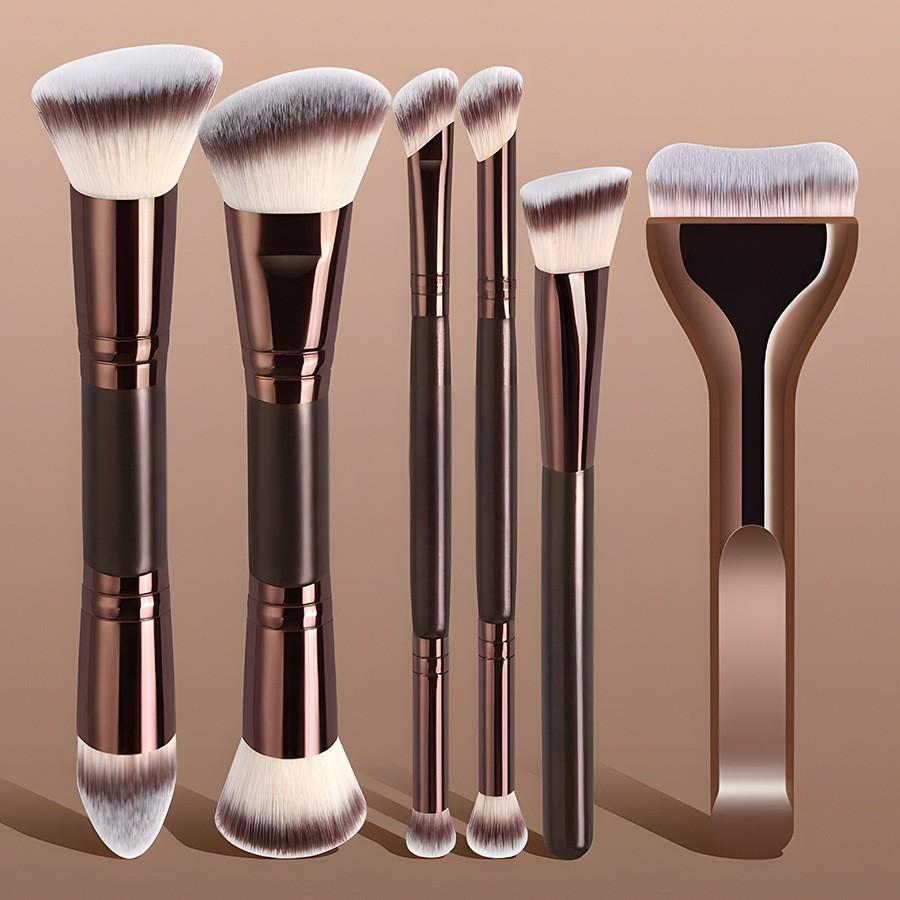 6-Piece Dual-Ended Makeup Brush Set, Face Makeup Brushes, Multi-Functional Foundation Contour Eyeshadow Blush Brushes, High-Quality Synthetic Hair, Essential Beauty Tools for Women