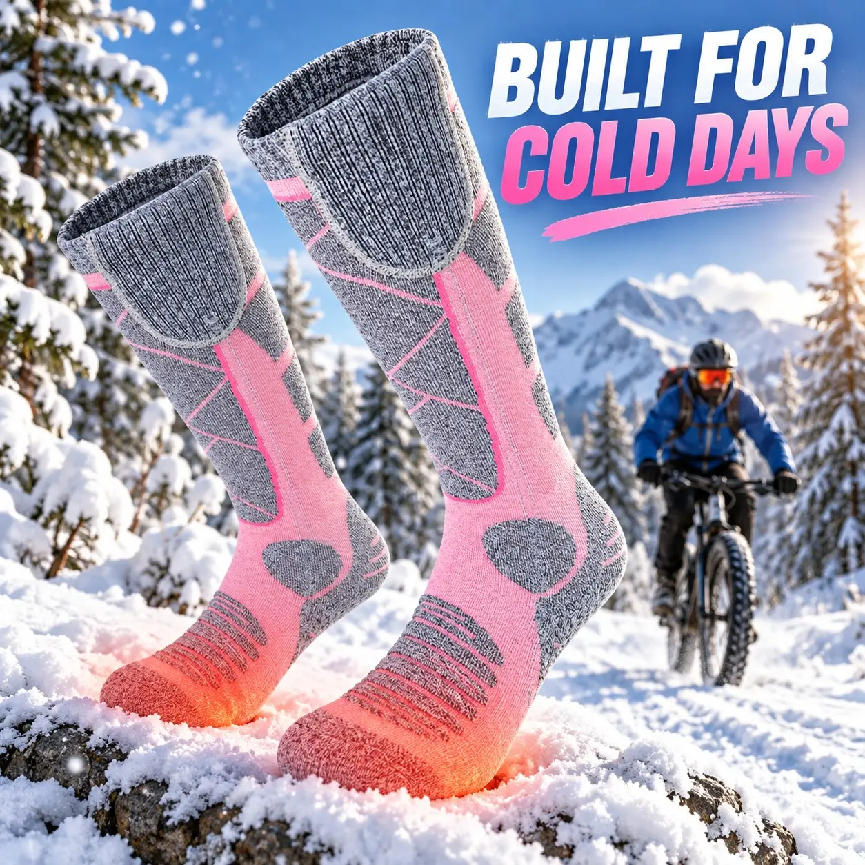 Winter Outdoor Heated Socks for Men and Women, USB Electric Long Tube Socks, Warm Foot Gear for Skiing, Hiking, Camping, Cycling, Insulated Socks