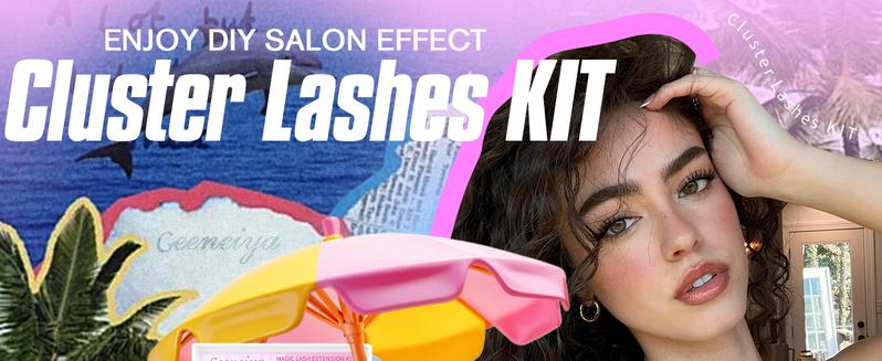 Geeneiya Lashes Waterproof DIY Lash Extension Kit, 8-18MM Wispy Lash Clusters Kit,Ultra-thin Soft Band Eyelash Extension Kit with Waterproof Lash Bond and Seal,Lash Remover,Tweezers for Girls Gift Makeup Cosmetic (Flora/ Venus/ Manga)TikTokShopBlackFriday