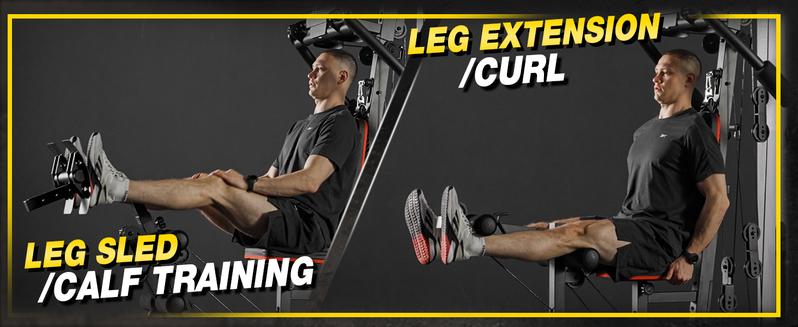 Home Gym Station, 150LB Weight Stack Multifunctional Home Gym Equipment for Full Body Strength Training Workout, LAT Pulldown Pulley System, Chest/Leg Exercise and Preacher Curl Fitness