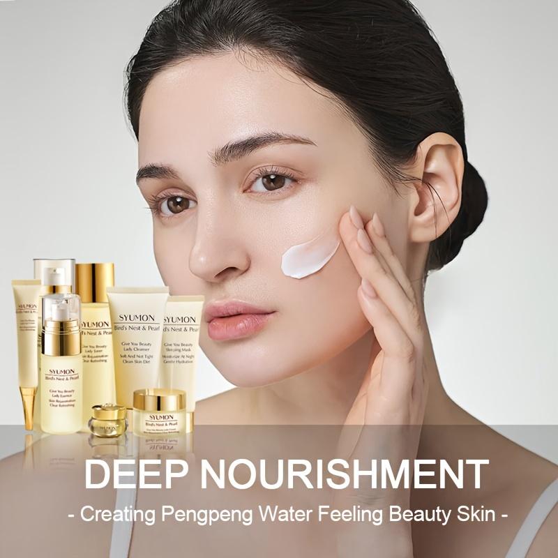 Bird's Nest  Anti-Aging Skincare Set Gently Care For The Skin A Complete Skincare Routine Beauty Skincare Gift Set, Including Face Mask，Lady Cream，Cleanser, Toner, Lotion, Essence, Cream, Eye Cream, Suitable For Wife, Ladies, Mother's Day, Valentine's Day