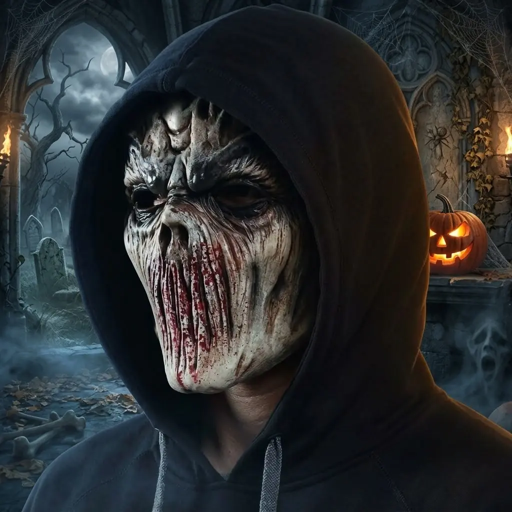 Realistic Creepy Demon Full Head Mask for AdultsSpookycore Goth Aesthetic Mutant Monster Latex MaskHalloween Costume Party Haunted House Attraction PrankProp Scary Mutilated Mouth Ghoul Headpiece Fright Night
