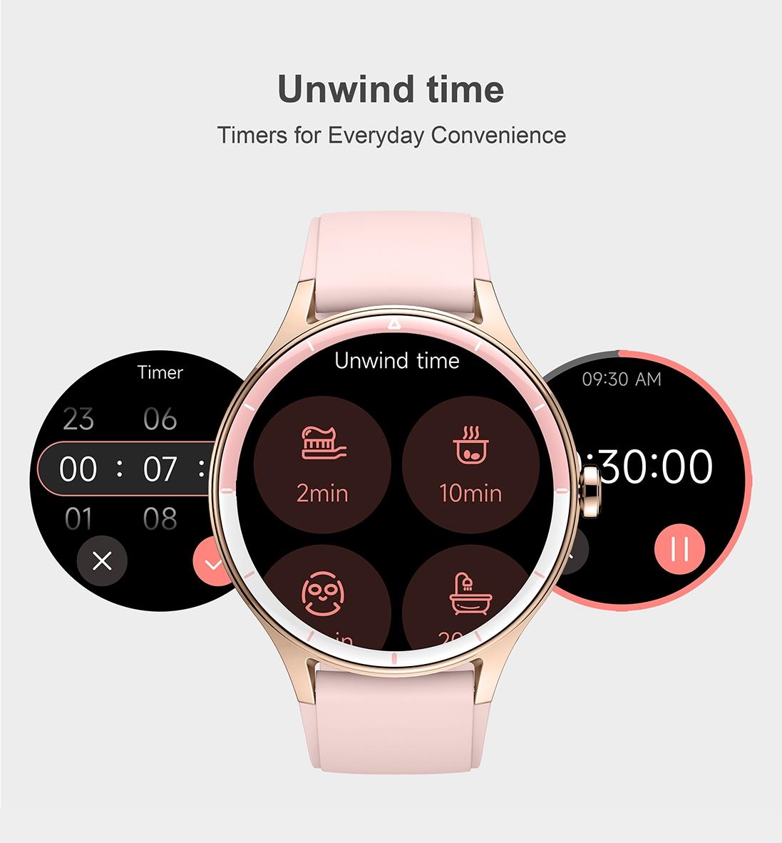 DR06 Stylish Round Smart Watch for Women Slim Versatile Heart Rate Sleep Monitor for Office Commuting Casual Wear