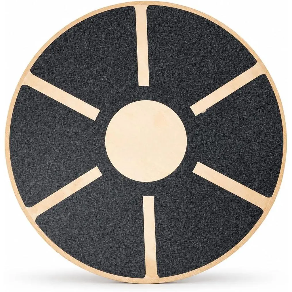 Wooden Wobble Balance Board with Wooden Base, for Physical Therapy, Core Training (Car Interior Decoration Accessory)