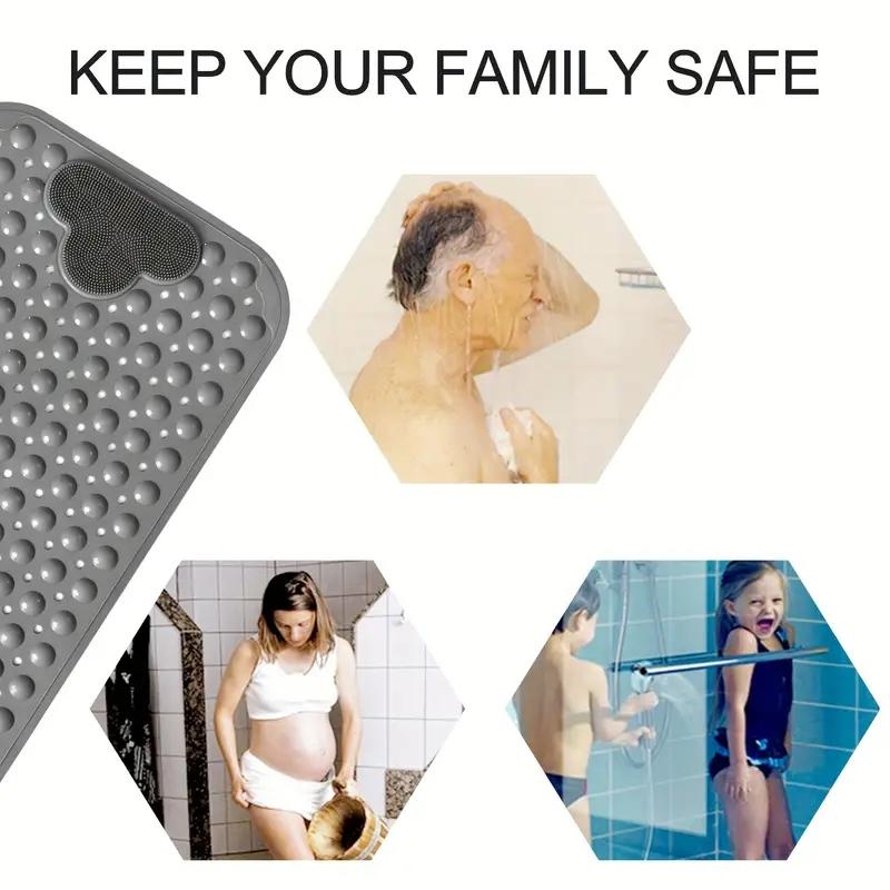 Cloud Pattern Bath Mat, Bathroom Floor Mat, 1 Count Non-slip Bathroom Massage Mat with Suction Cup, Round Hole Design Quick Drain Mat for Shower Room