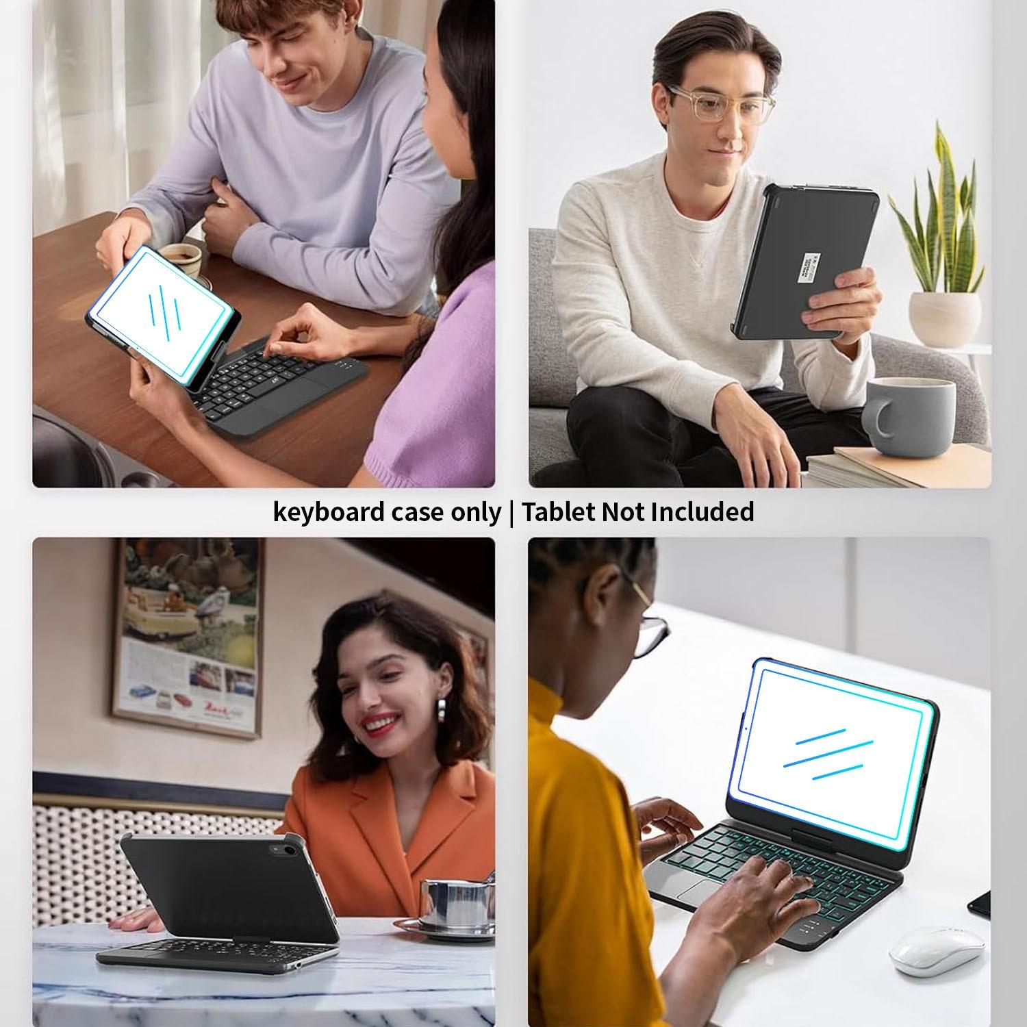 [Only Keyboard Case, Tablet Not Included]Keyboard Case for iPad mini 7 A17 Pro(2024) & Mini 6 (2021) 8.3", 360° Rotate Case for iPad mini 7th/6th Generation, Touchpad Keyboard with 7 Color Backlit, Type-C Rechargeable