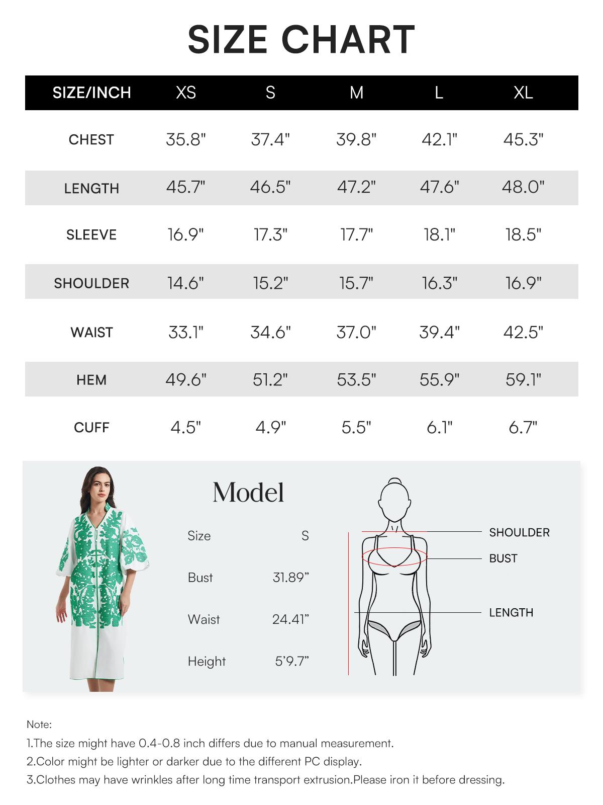 D-Sun Women Casual V-Neck Mid Dress Floral Embroidery 3/4 Sleeves Spring Summer Tunic Dress Loose Zip Party Dress with Pocket