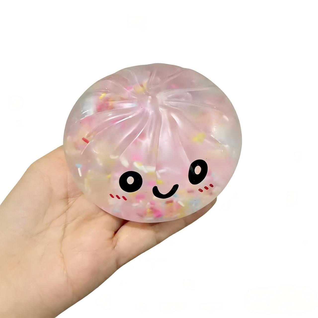 Colorful Sensory Toy Stress Ball, Bright Powder Dumpling Squeezing Toy, Soft Dough Dumpling Stress Ball, Steam Basket Design