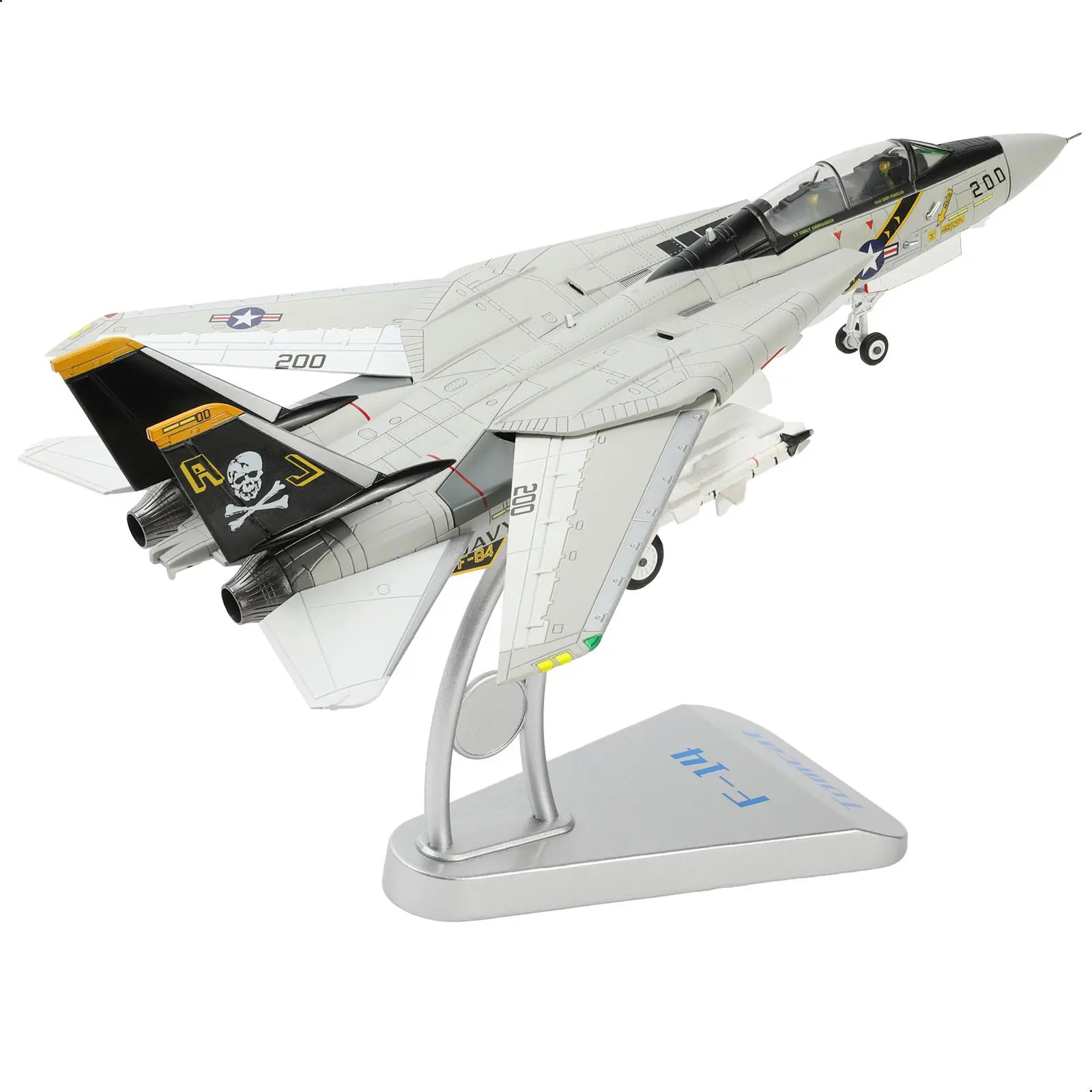 US Navy F-14 Tomcat 1/72 Alloy Model VF-84 Jolly Rogers Fighter DieCast Metal Airplane Military Display Model Collection or Gift, Movable Parts