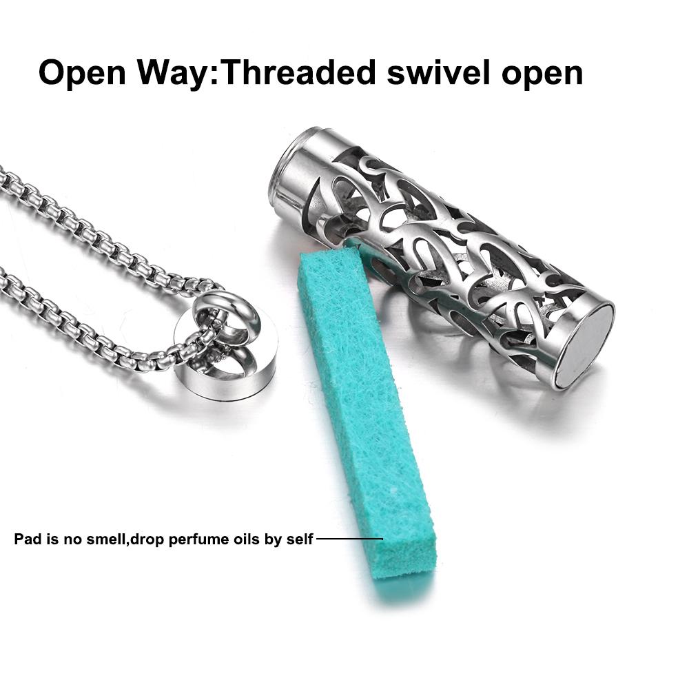 New Aromatherapy Essential Oil Diffuser Necklace - Stainless Steel Open Locket, Stainless Steel Jewelry, 70cm Chain, 1pc Perfume Pad, Everyday Wear Costume Jewelry Necklace