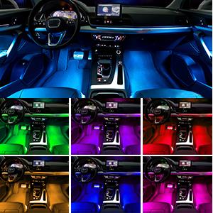 Nilight RGBIC 72 LED USB Interior Strip  DC 12V with App RF Remote Control Multicolor Under Car Dash Lighting 2 Lines Design Music Sync Mode for Cars Truck ATV UTV High Brightness Underglow  dealsforyoudays