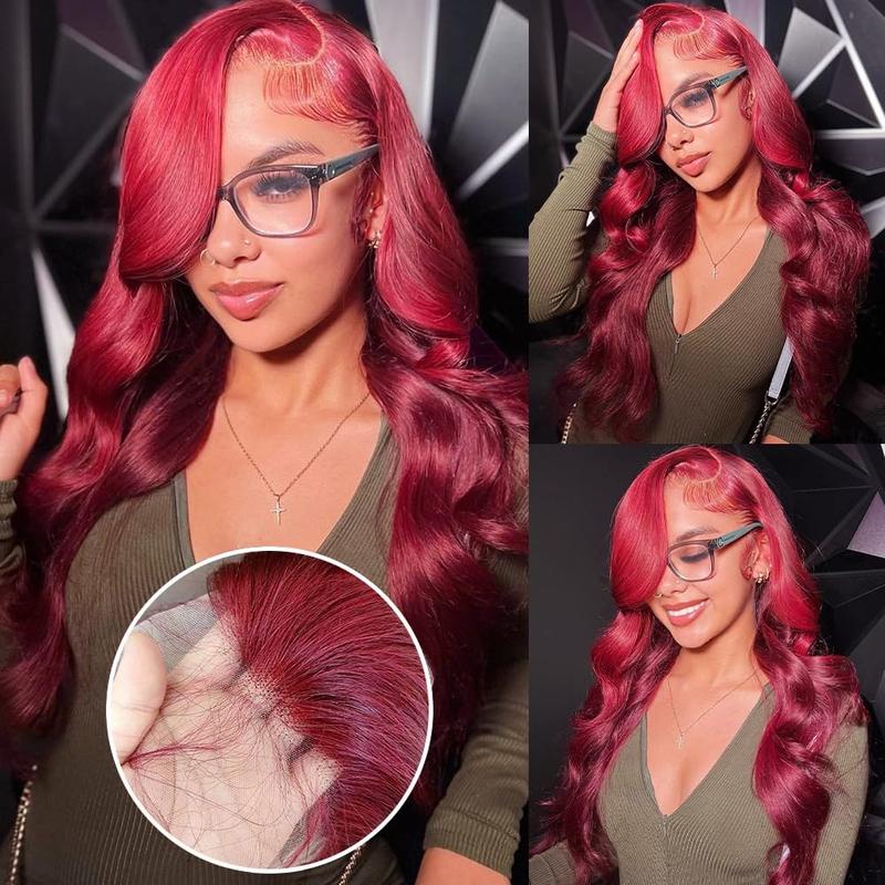 99J Burgundy Lace Front Wigs 99J 13X6 Body Wave HD Lace Frontal Wig Burgundy Transparent Lace Front Wig Colored Pre Plucked With Baby Hair 180% Density Wine Red