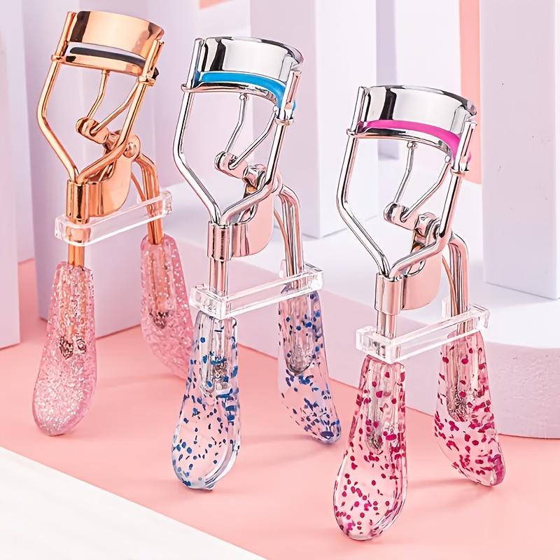 [Sparkling Eyelash Curler] Quick Curl Eyelash Curler With Sparkling Crystals - Beauty Makeup Supplies - Suitable For Powder Room Gifts, Friends And Makeup Beginners + 2 Replacement Strips