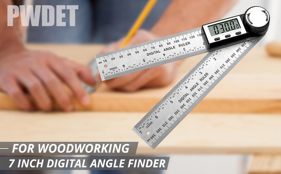 2 in 1 Angle Finder Ruler with 7 Inch/200mm Angle Measuring Tool for Woodworking/Carpenter/Construction/DIY Measurement