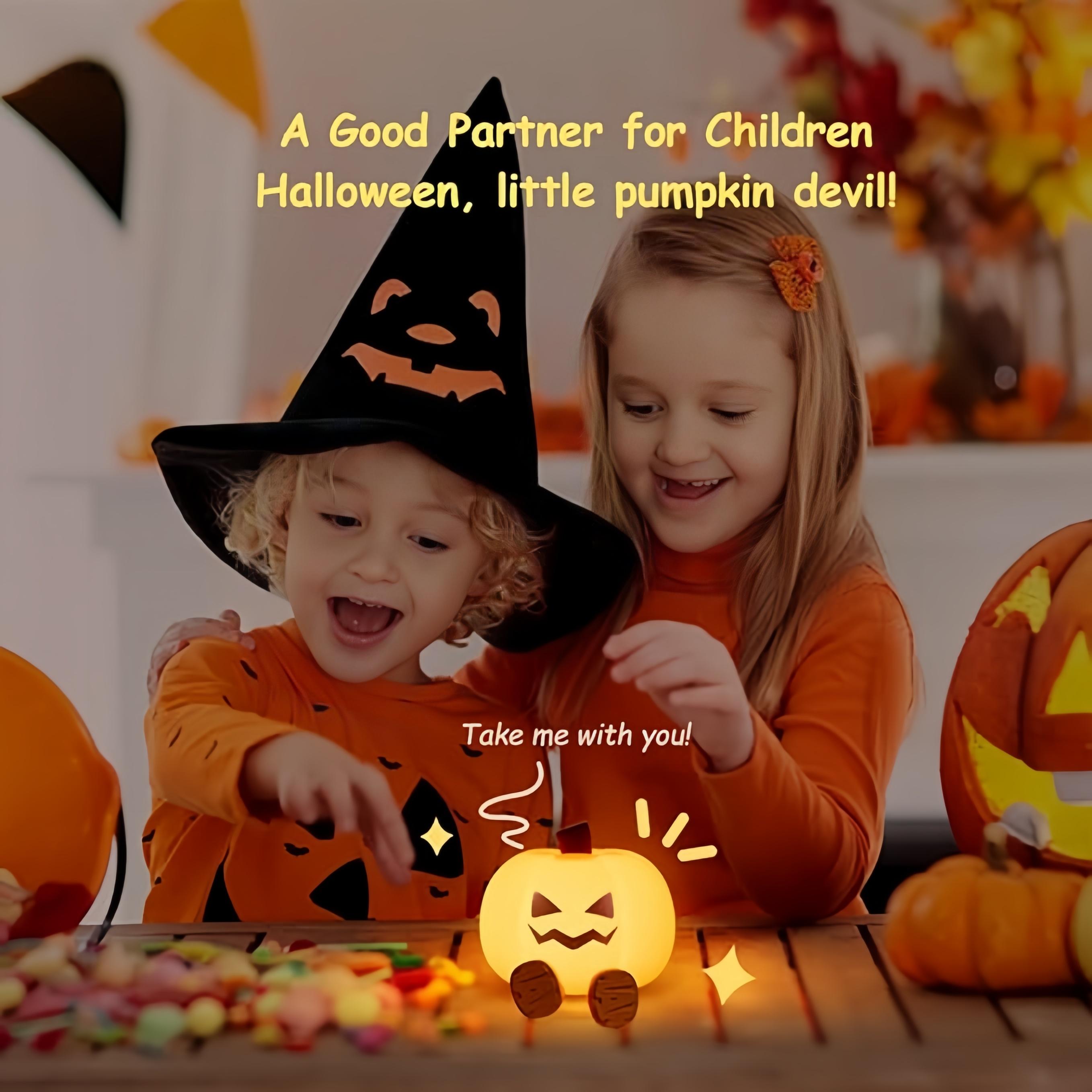 Pumpkin Night Light, 3 Level USB Rechargeable Kids Soft Silicone Touch Lamp with 30 Min Timer, Cute Night Light Halloween Decorations for Nursery Room