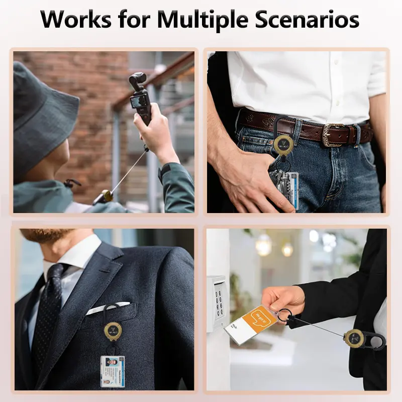 Product Introduction of 3 In 1 new multifunctional Retractable Pull Reel CarabinerKeychain, Strong Steel Wire Rope Buckle,Outdoor SportKeychain Tool 12