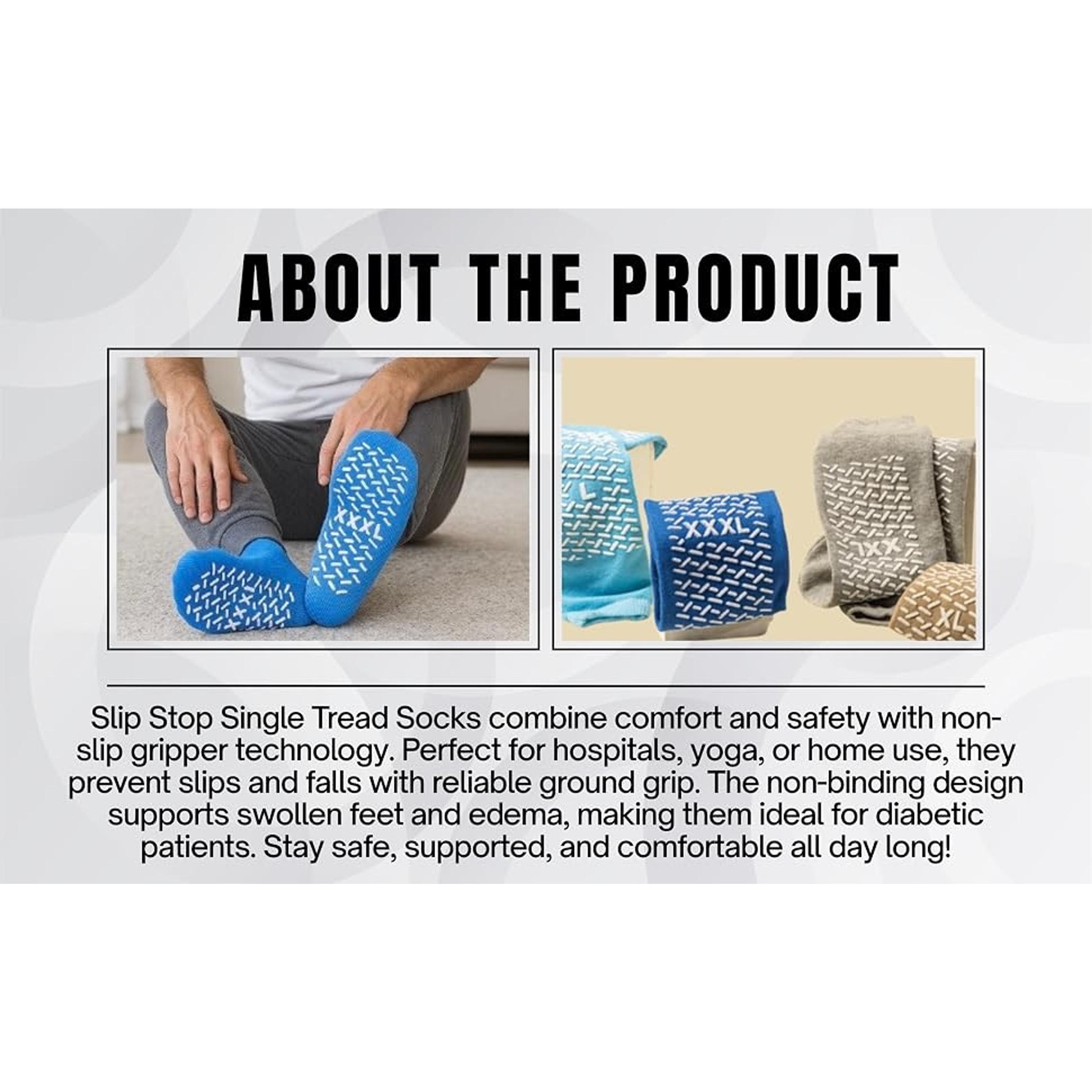 Non-Slip Safety Slipper Socks with Grippers, Single Tread, 3 PairsGift