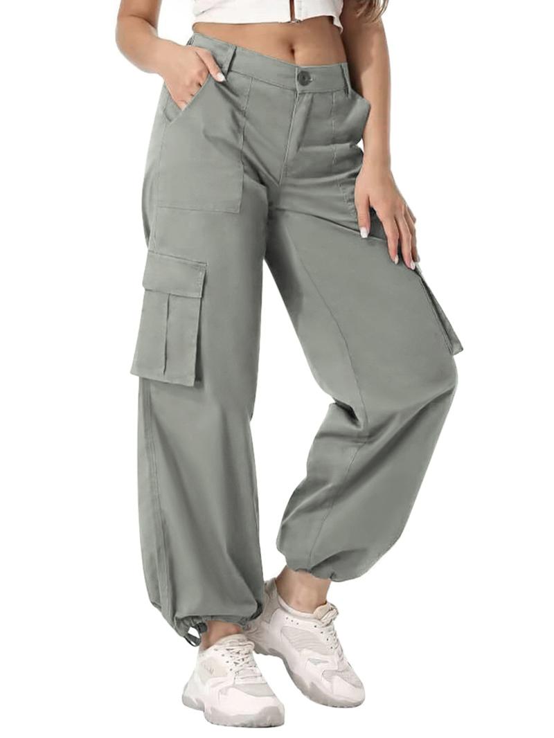 Avamo Stretchy Womens Cargo Pants thick thigh pants work outfits women Wide Leg Sweatpants Baggy High Waisted 6 Pockets Straight Leg Casual Y2K Streetwear Cinched Ankle/ Straight-Leg Capris Pants With Adjustable Trouser Cuffs for Daily Wear