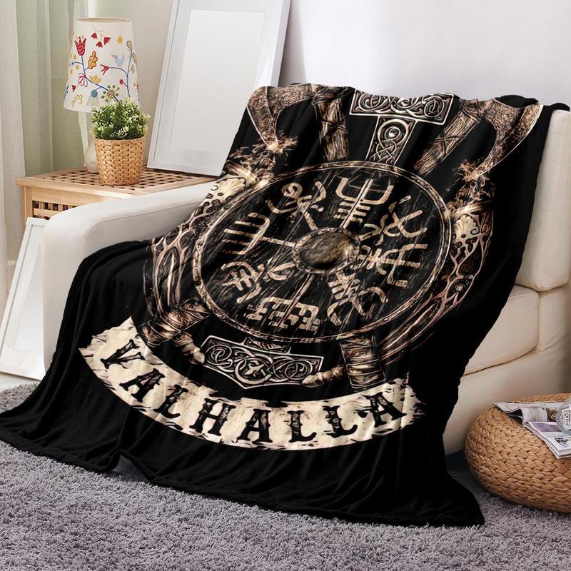 Viking Valhalla Pattern Blanket, Soft Warm ThrowBlanket,Air-conditioned Room Blanket, WarmNap Blanket for Home Office Travel Camping