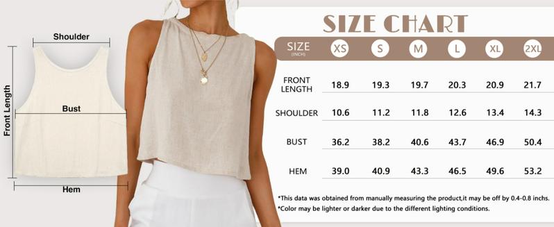 IDEALSANXUN Womens Linen Crop Tank Tops Cute Summer Tops for Women Summer Outfits Sleeveless Crop Tops for Women Summer Tops for Women 2026 Tops for Women Trendy  Beach Vacation Clothes for Women High Neck Tank Tops for Women Flowy Crop Tops Linen Blouses