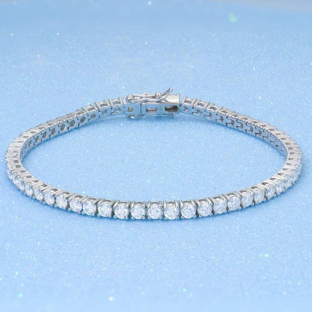 D VVS1 Moissanite Tennis Bracelet 100% 925 Sterling Silver 2-6mm Classics with GRA Bracelets for Women Man Wedding Jewelry Gifts