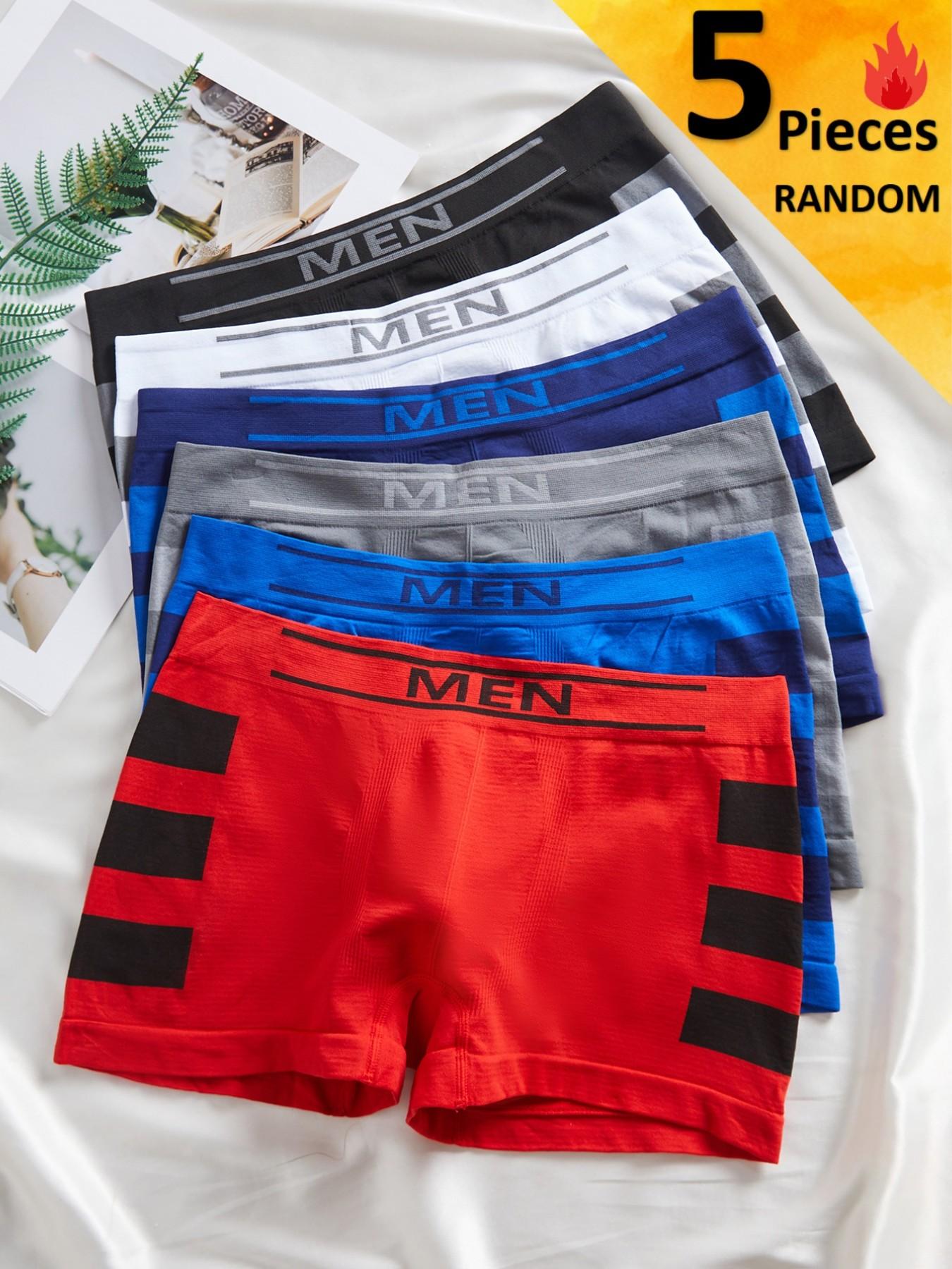 RANDOM COLOR,Men's Seamless Briefs with Side Stripes, Comfortable Breathable Casual Youth Underwear, All Seasons, Fitted Style