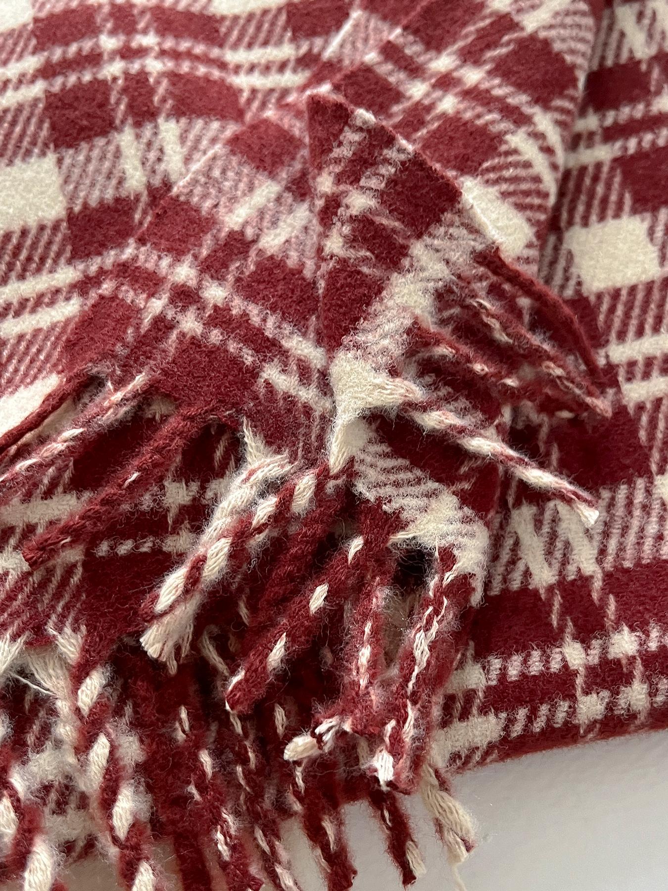 Women's Autumn Winter Casual Fashion Imitation Wool Checkered Scarf, Plaid Woven, Thickened Knit Wrap for Christmas Warmth