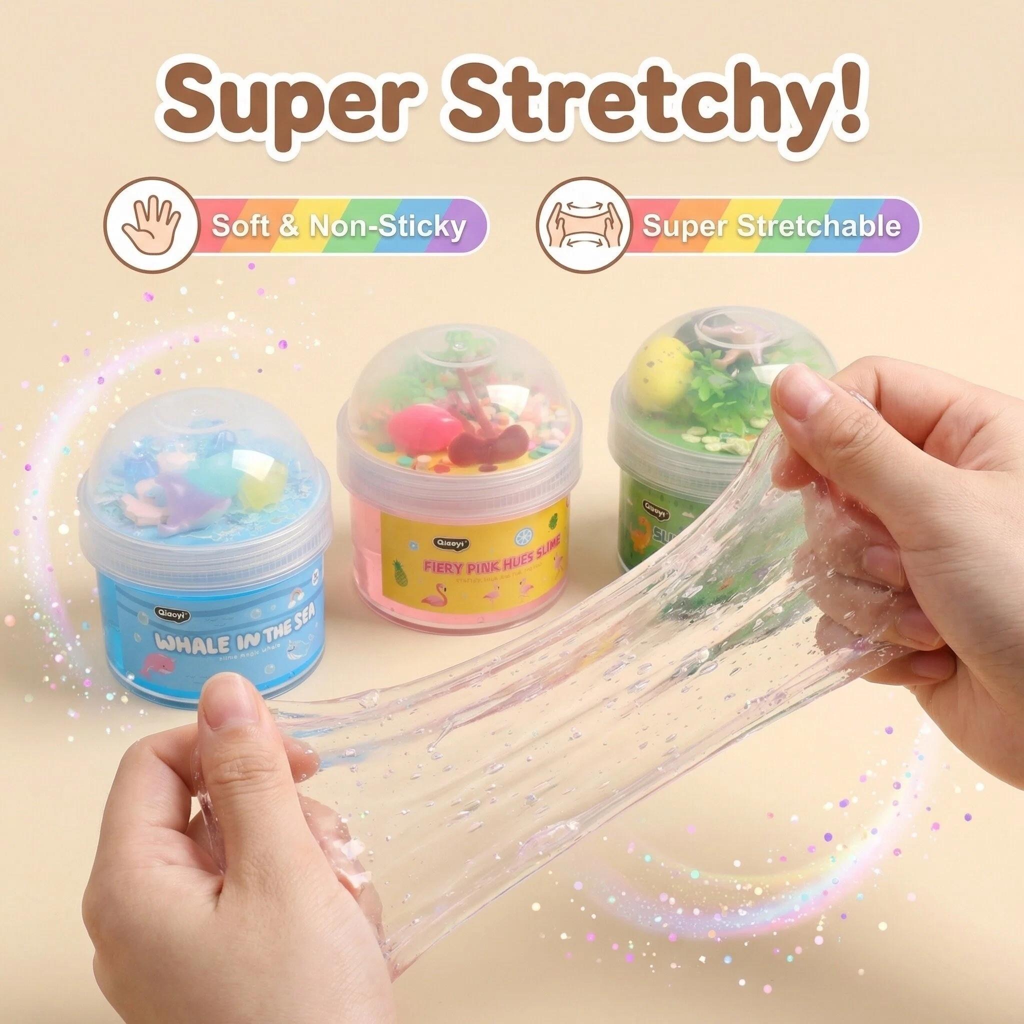 Soft Fun DIY Slime, 3 Unique Themes, Endless Play, Stress Relief, Non-Toxic, Safe, Includes Ocean, Flamingo, Dinosaur Series