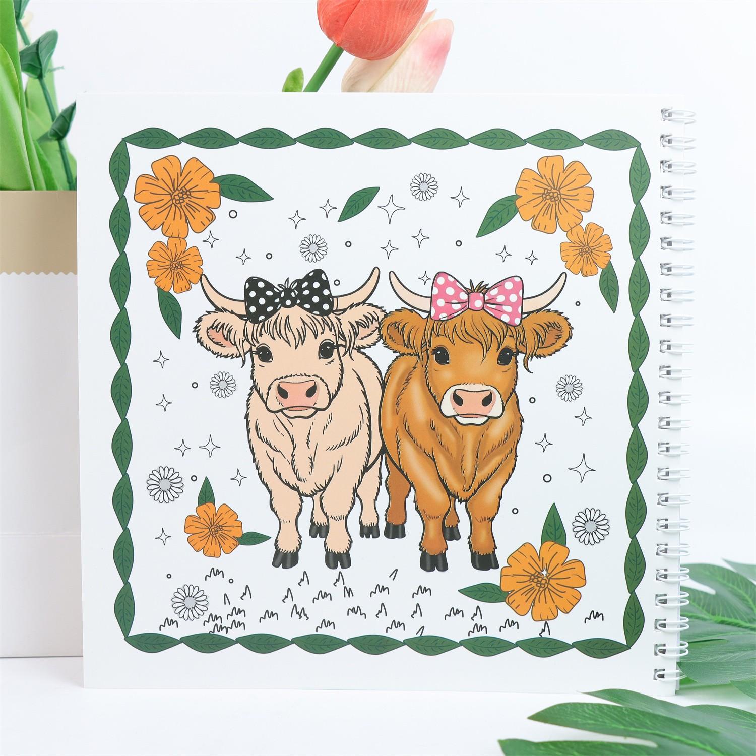 Luxury Scottish Highland Cow Design Spiral Notebook, 24 Pages, Festive Decor, Creative Expression, Christmas Gift, Durable Binding