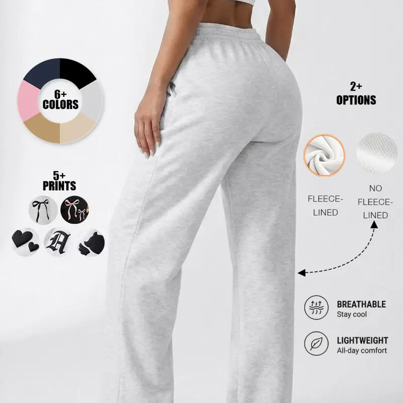 A1 Women's High Waisted Wide Leg Sweatpants Comfy Drawstring Lounge Pants Baggy Y2K Joggers Casual Loose Fit Workout Athletic Track Pants for Everyday Streetwear